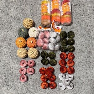 Fall decorations- pumpkins & decorative mesh